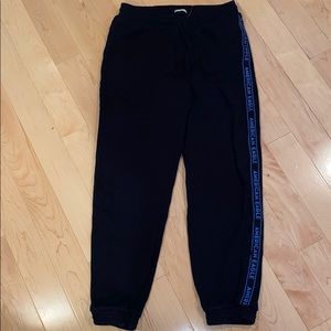 American Eagle Black Joggers with Blue Side Tape